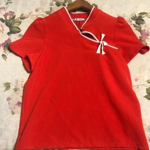 zara coral shirt with high collar